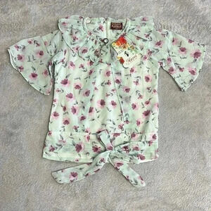 Aarvi - NWT - Blue floral chiffon blouse. Size  24 months (2/3 years)